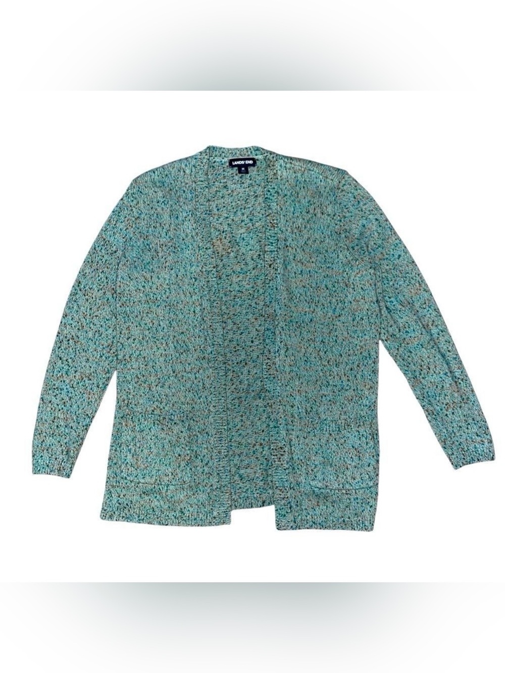 Lands End Light Green Open Front Cardigan